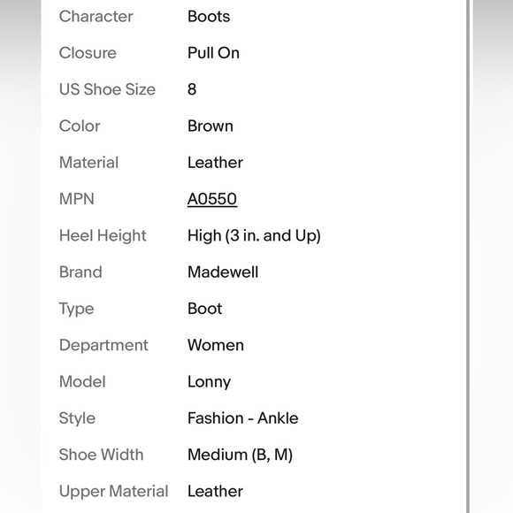 Preloved Madewell leather Lonny Boots Distressed Leather Sz 8 brown A0550 $238 - Picture 8 of 9